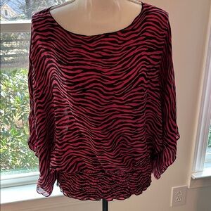Michael Kors Black and Pink Zebra Print Blouse